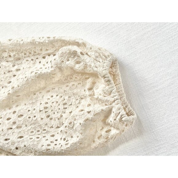 LC Lauren Conrad Women’s 0X Lace Top Flowy Boho Ivory Square Neck Lined - Picture 5 of 7